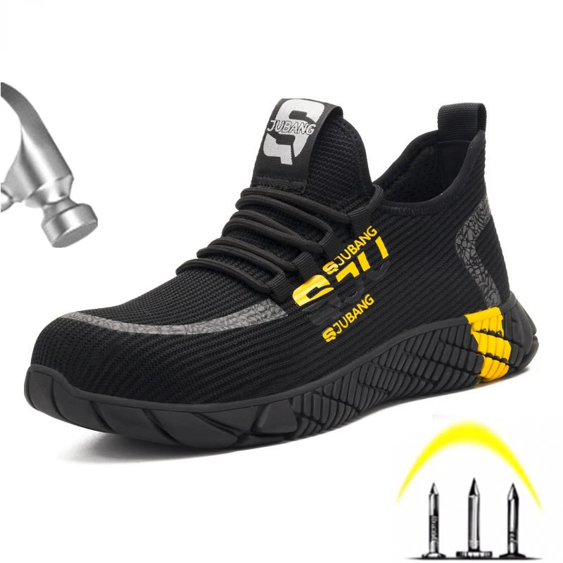 

Breathable Men's Safety Shoes Boots With Steel Toe Cap Casual Men's Boots Work Indestructible Shoes Puncture-Proof Work Sneakers