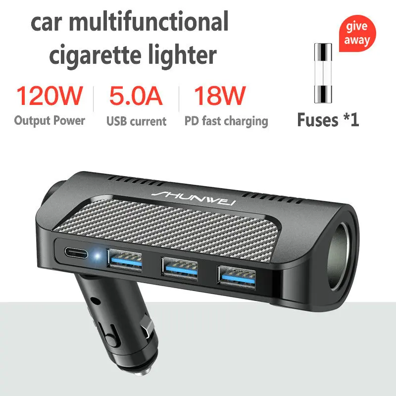 

Автомобильное зарядное устройство с 3 USB-портами, 5 А
