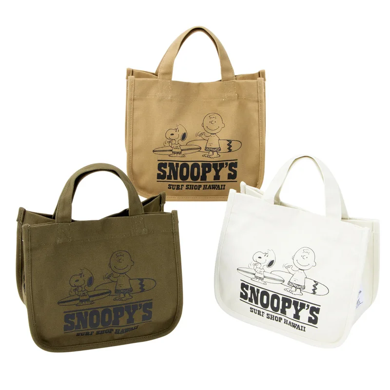 

2022 New Cute CartoonCharlie Brown Snoopys Kawaii Trumpet Handbag Versatile Canvas Handbag Multifunctional Mommy Storage Bag
