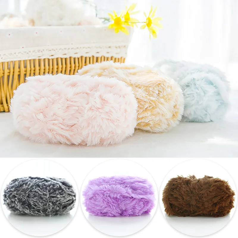 Fluffy Plush Soft Smooth Thick Knitting Yarn Multicolor Hand-Woven Crochet Faux Fur Thread For DIY Baby Warm Hat Scarf Sweater