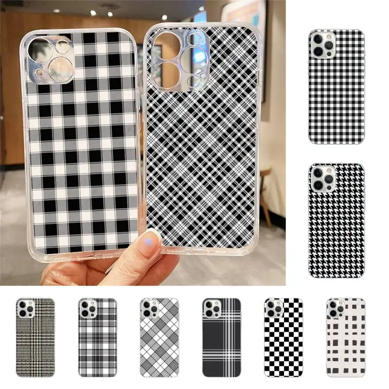 

Black White Plaid Phone Case For Iphone 7 8 Plus X Xr Xs 11 12 13 Se2020 Mini Mobile Iphones 14 Pro Max Case
