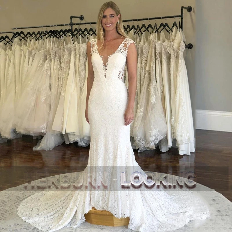 

HERBURN Exquisite Wedding Dresses Sexy Deep V-Neck Luxury Flower Geogeous Made To Order Vestidos De Novia Brautmode Robe Mariee