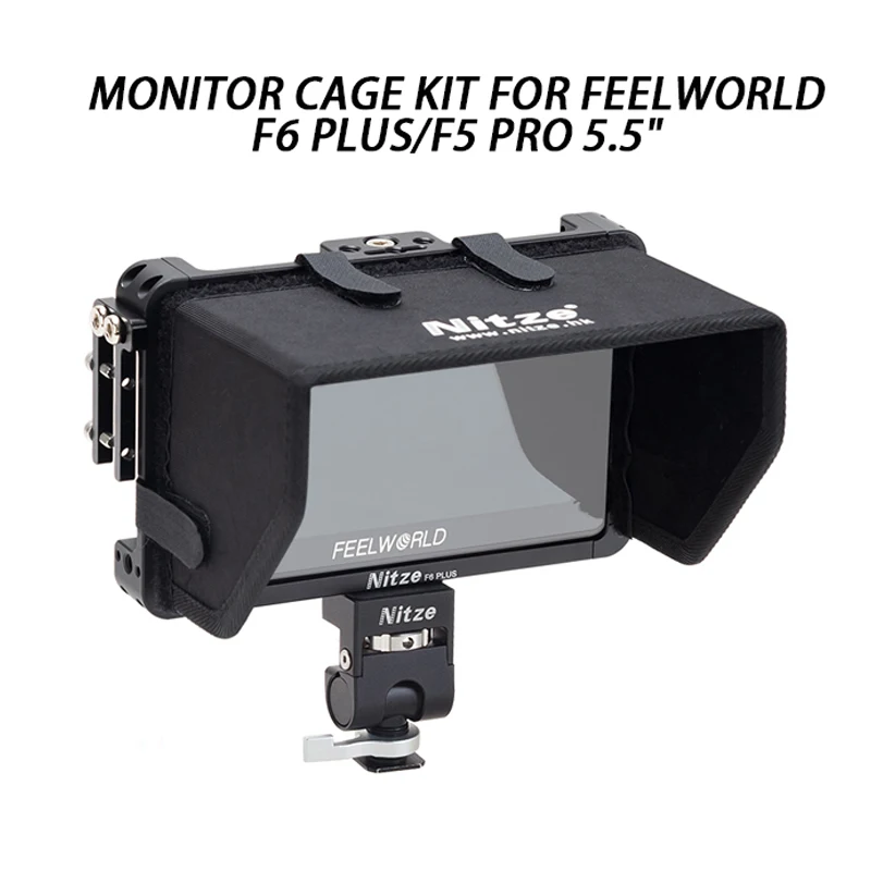 

Nitze Monitor Cage Kit for Feelworld F6 Plus/F5 Pro 5.5" with HDMI Cable Clamp Sunhood N54-G1 Monitor Holder Mount Protective