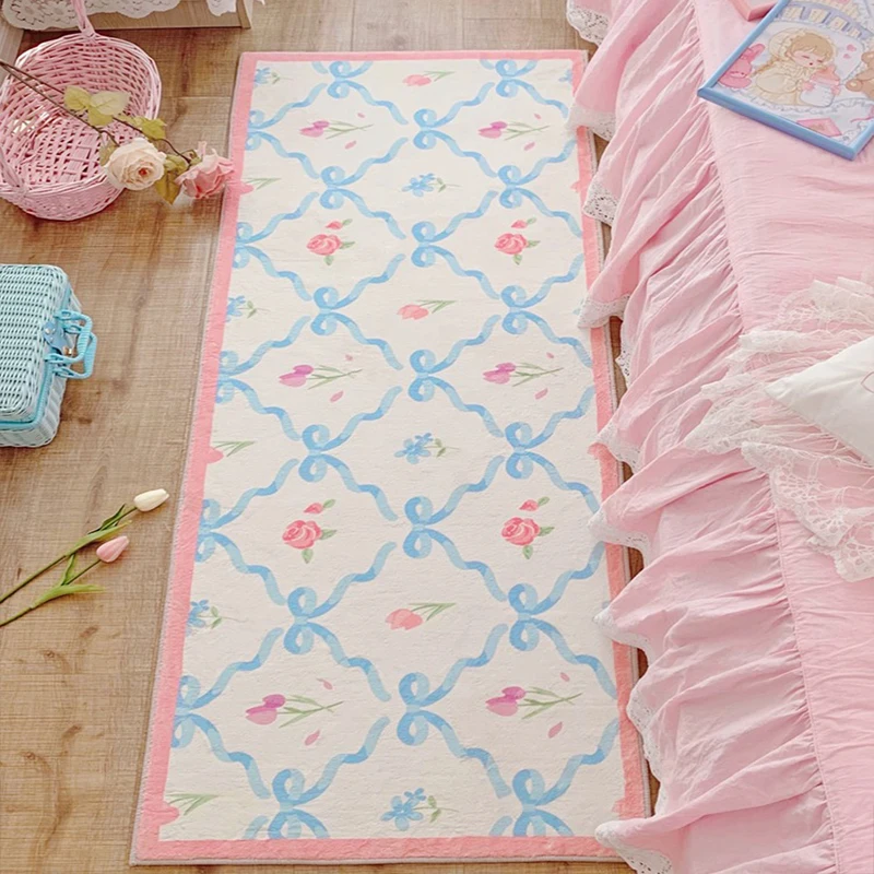 Прикроватный ковер нескользящий мягкий толстый напольный коврик для спальни