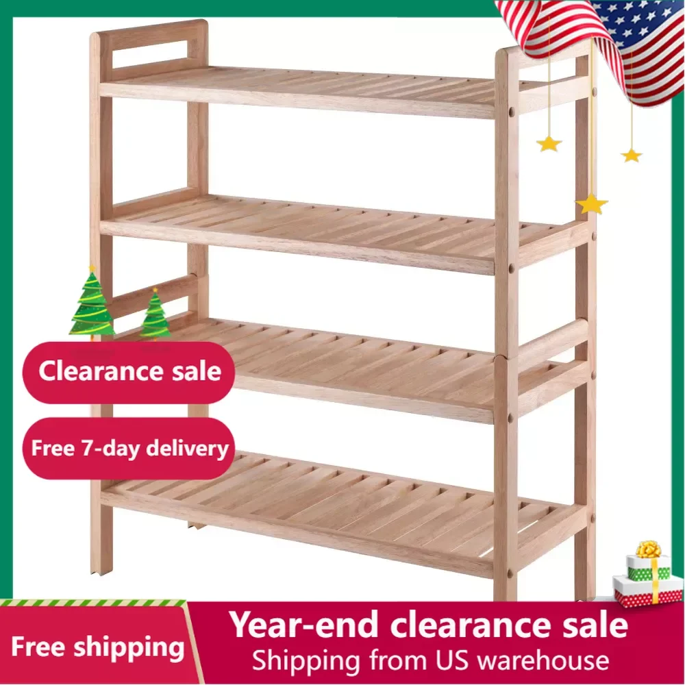 

Shoes Organizer Free Shipping Shoerack Natural Finish Shoe Organizer and Storage Wood Mercury 2-Piece Stackable Shoe Rack Shelf