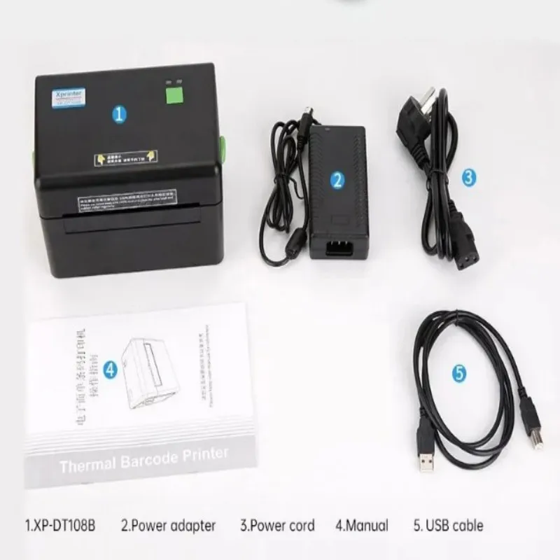 Xprinter ®   Термопринтер XP-108B: HD-печать этикетокнакладных, печать логотипов, текста, графики, QR-кодов. Подключение к смартфону, Bluetooth, компьютеру, USB. (art.: 3920db18ba74c) - 3920db18ba74c