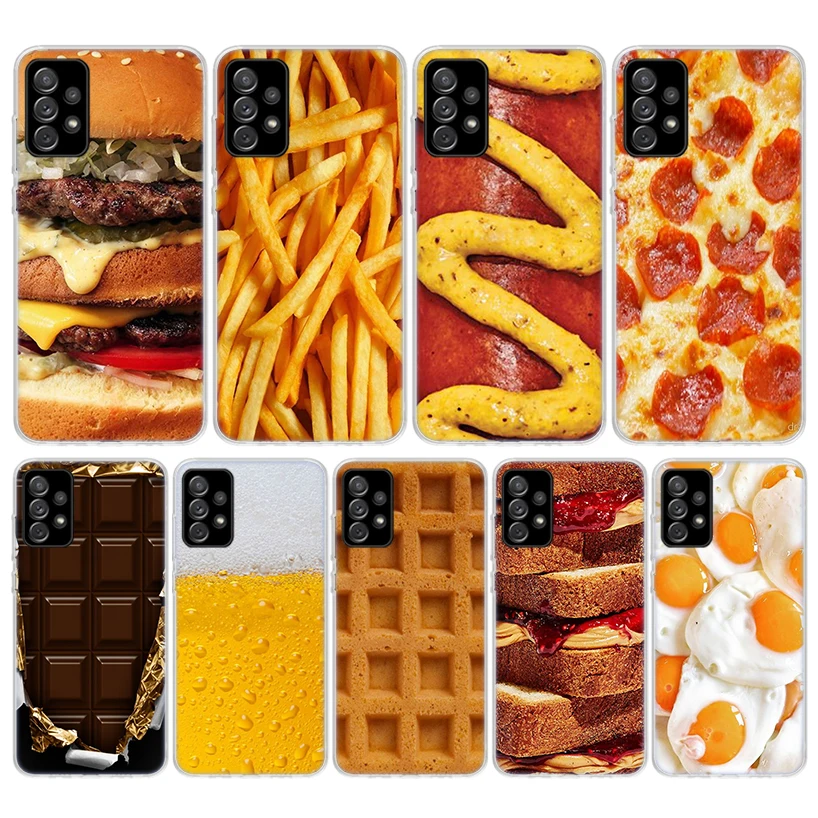 Мягкий чехол для телефона с изображением картошки фри пива сыра Samsung Galaxy A51 A50 A71 A70
