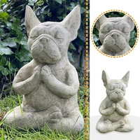 meditating sitting french bulldog statues sculptures resin miniatures home garden outdoor decoration creative crafts