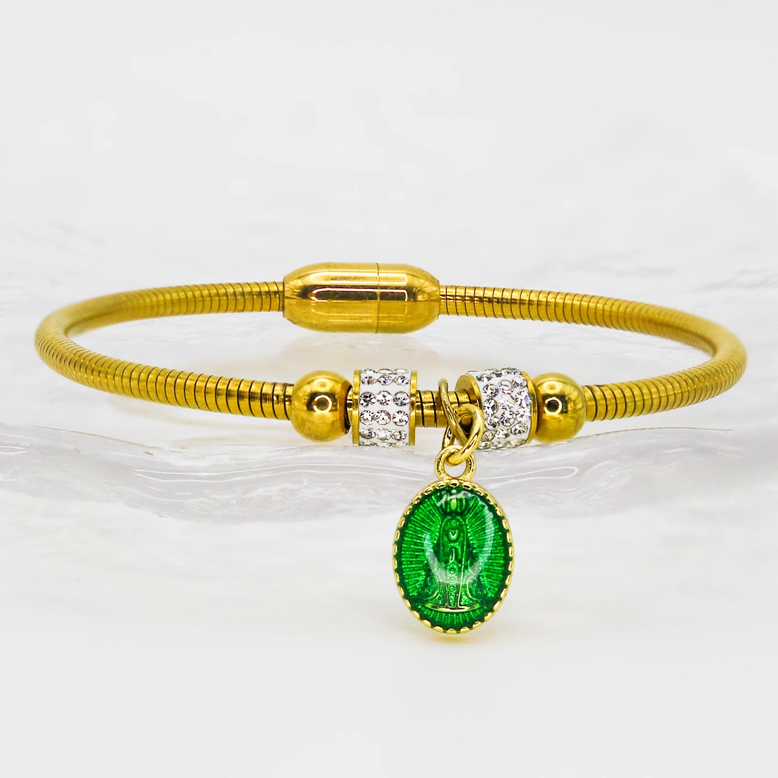 Нержавеющая сталь позолоченные браслеты с подвесками Богоматери Апаресиды