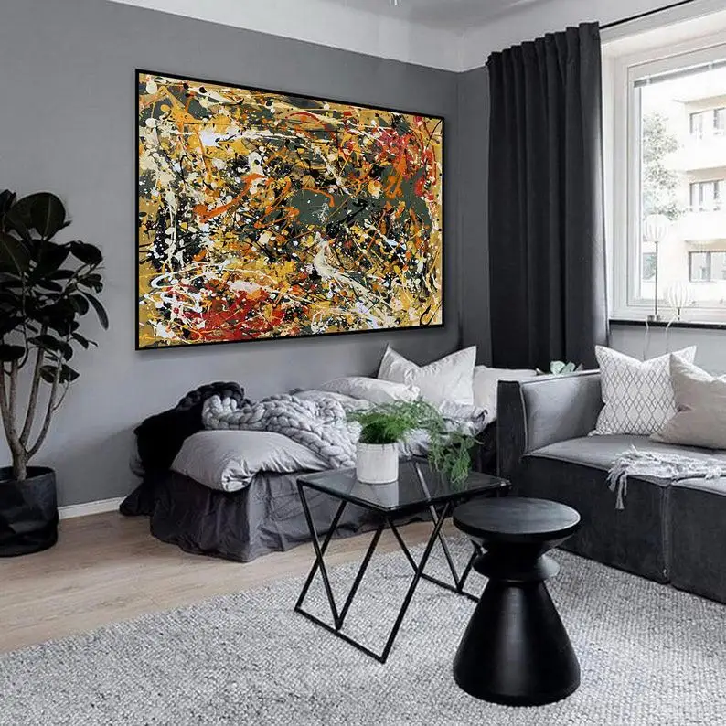 

Jackson Pollock Original Painting Pollock Style Art Modern Pollock Style Handmade Wall Art for Living Room abstract oil abstract