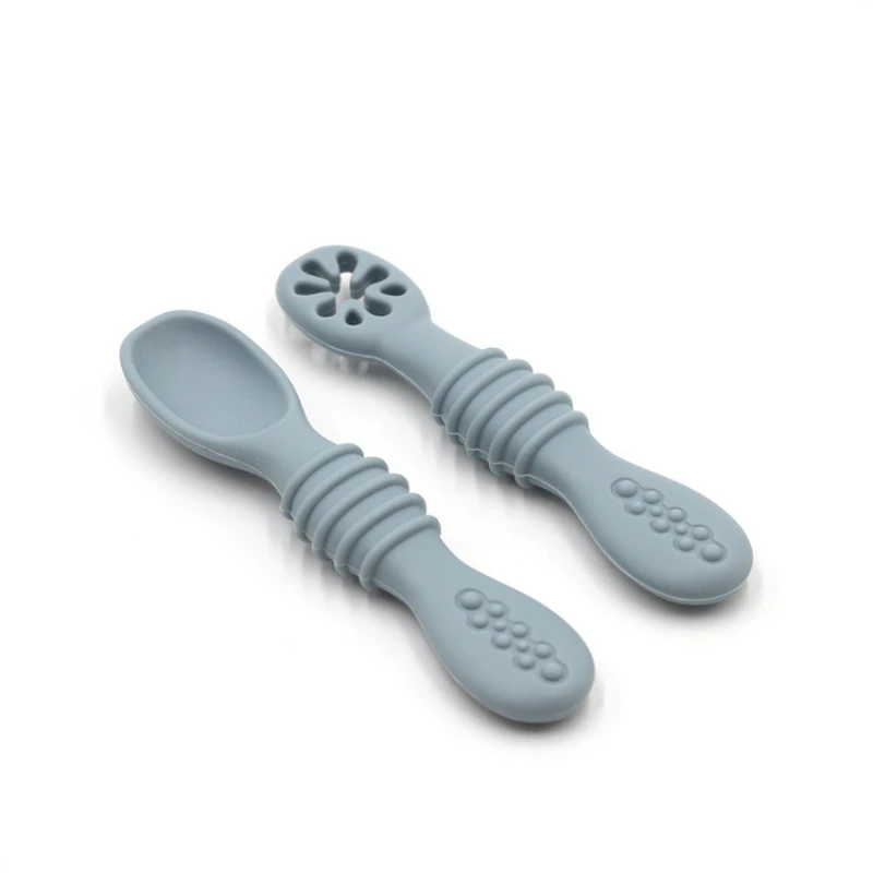 2PCS Baby Spoon Silicone Teether Toys Learning Feeding Scoop Training Utensils Newborn Tableware Infant Learning Spoons Teether images - 6