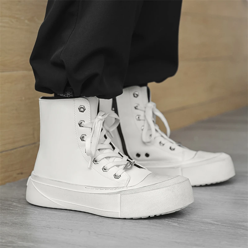 Осенне-зимняя мужская рабочая обувь из микрофибры с высоким вырезом новая модная