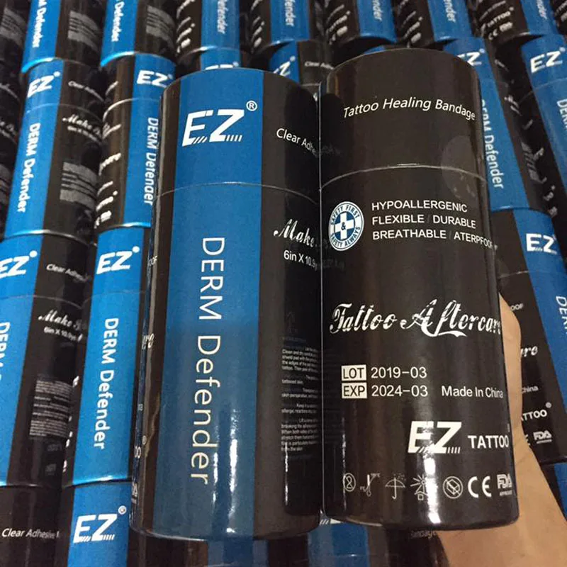 Фото EZ Premium/Regular Derm Defender Tattoo Прозрачный клейкий защитный щиток Защитная пленка для татуировок Последовательный уход Поставка татуировок №2