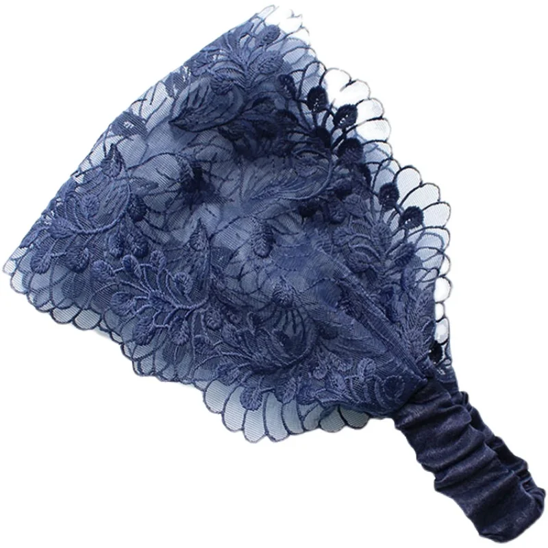 

Thin Lace Lace Hairband with Wide Edge Embroidery Flower Women Mesh Headband Cover Gray Hair Headcloth Headband Hair Accessories