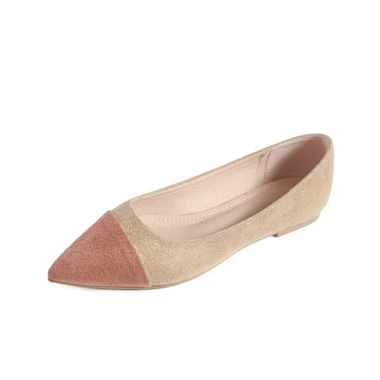 

Women Flats Mixed Color Flock Leather Pointed Toe Lady Flat Heel Shoes Slip on Loafers Summer Spring All Match Elegant Style 44