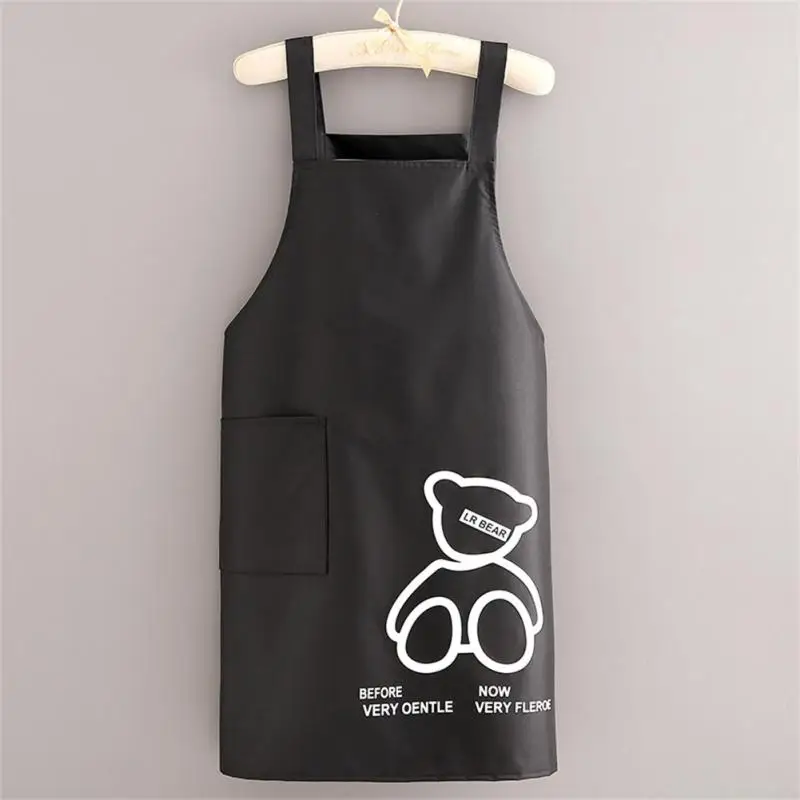 

Anti-oil Waterproof Oilproof Workwear Waterproof Dining Aprons Creative Cute Bear Household Apron Hanging Studios Uniform
