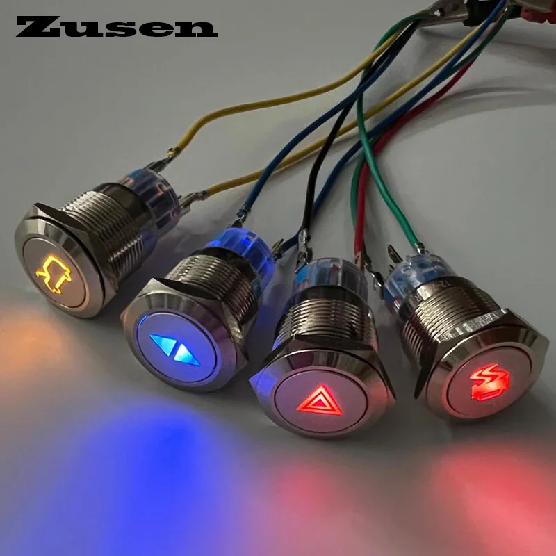 

Zusen 19mm Metal Self-reset Various Light-transmission Symbols Push Button Switch Small Batch Cstomization