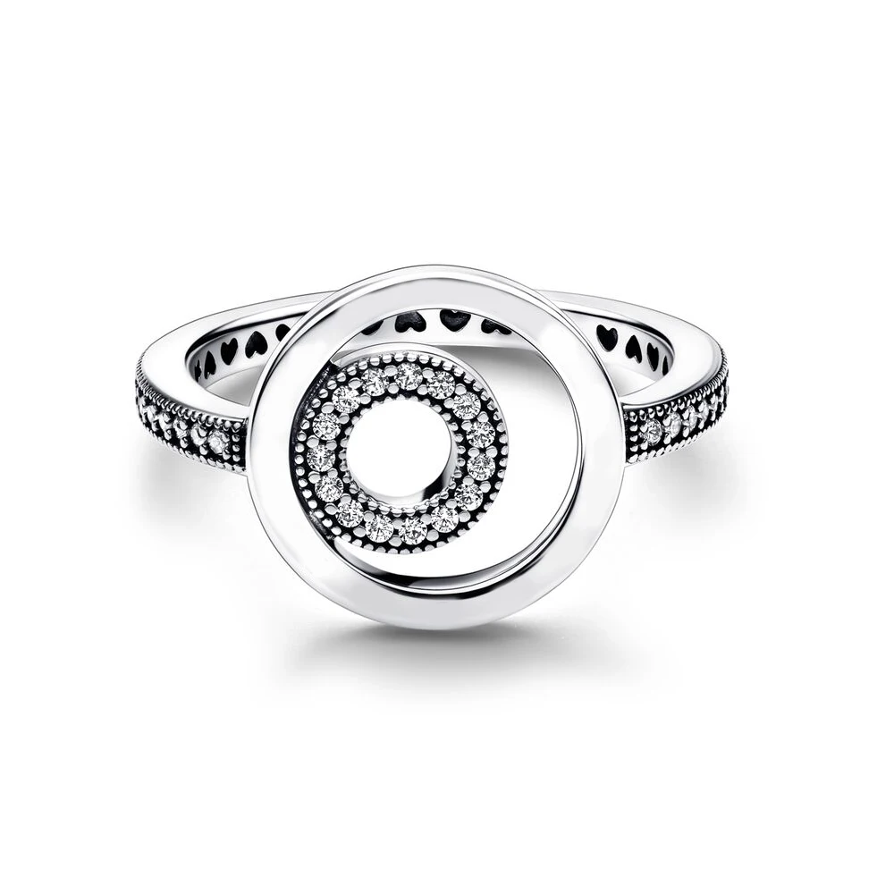 Pandora-Bague Pavé de Cowcles avec Logo ChimSignature pour Femme, Bagues en Diamant, Bijoux en Argent 925, Cadeau observateur, Mode de Luxe, Nouveau
