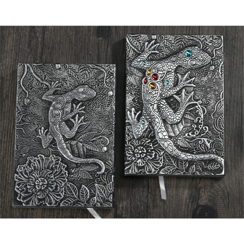 Кожаный блокнот в стиле ретро с ярким тиснением узорами Гекко журнал твердой