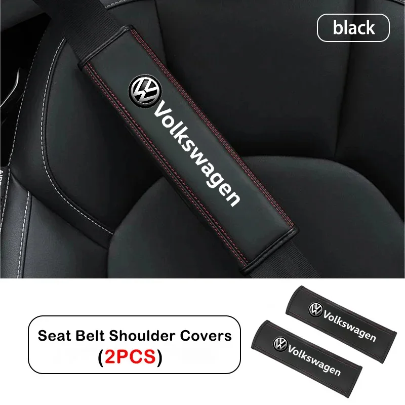 

2 шт., автомобильный ремень безопасности, кожаный ремень безопасности, чехол на плечо для Volkswagen VW Rline R Line, значок для гольфа POLO, автомобильные аксессуары