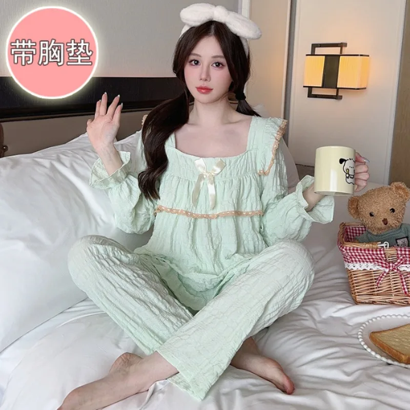 Модель 5XL милая весенне-осенняя Пижама женская Свободная Домашняя одежда с