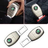 1pcs car badge seat belt seat extension buckle for skoda octavia kodiaq fabia rapid superb a5 a7 2 kamiq karoq auto goods