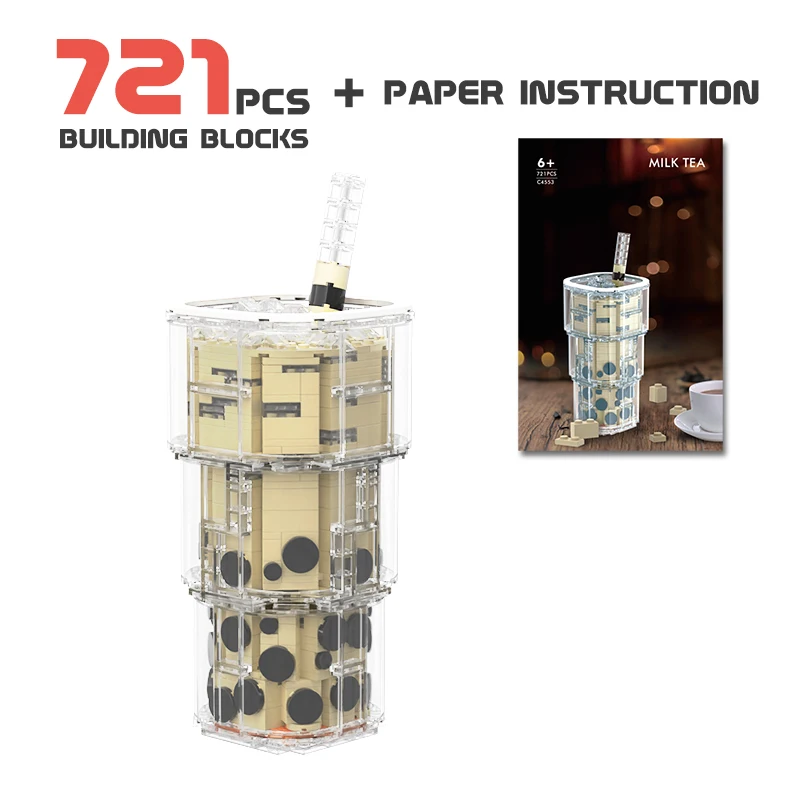 

MOC Water Cup Drink Plastic Cute Milk Tea Juice Coffee Cup Building Blocks Assemble Brick Parts Kid STEM Toy DIY Birthday Gift