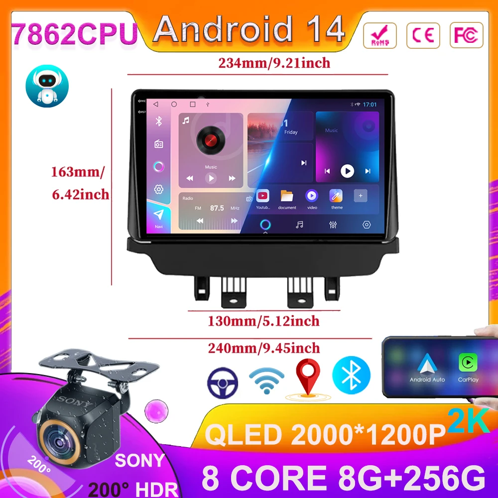 Автомобильный плеер для Mazda CX-3 CX3 2 DK 2014-2021 Android 14 мультимедийная навигация Carplay