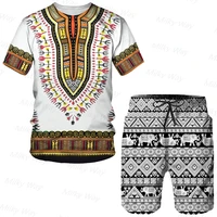 mens summer bohemia style tracksuit t shirt shorts set vintage outfits casual suit outdoor clothing male large size streetwear