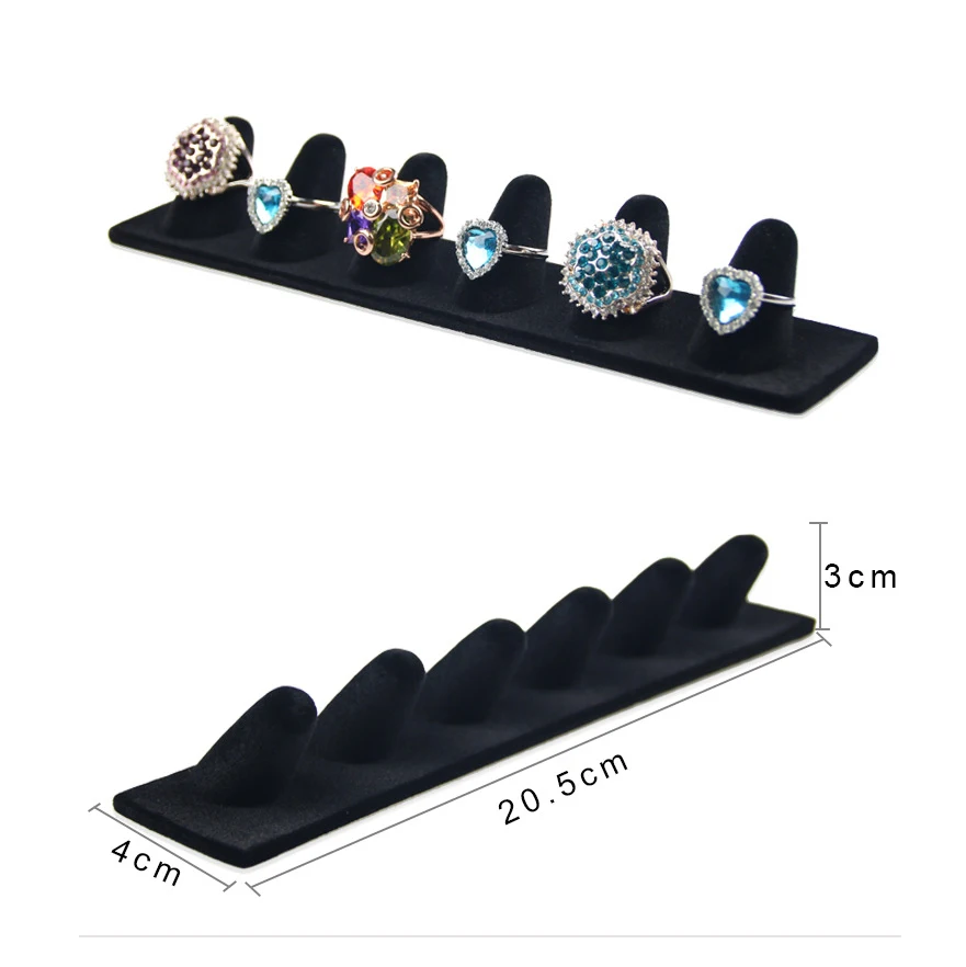 

1 шт., ювелирное кольцо с несколькими пальцами, дисплей для хранения, подставка, держатель, витрина, органайзер, черный бархат