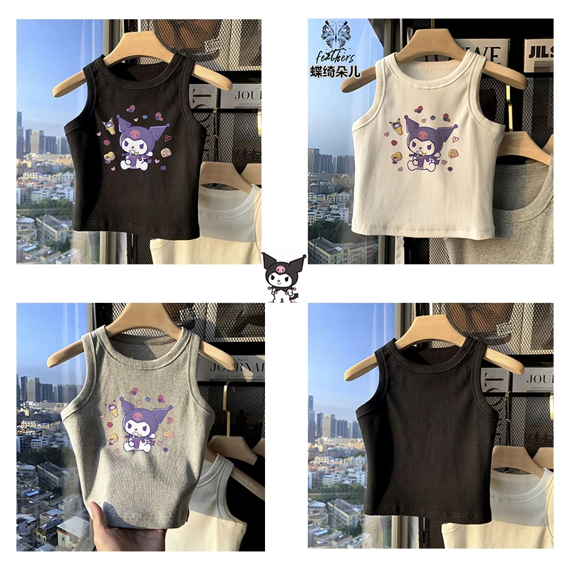 

Kawaii Sanrios series Children's underwear sleeveless vest Pure cotton cartoon printing Kuromi t-shirt Christmas birthday gift