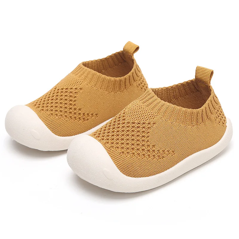 

Spring Fall Simple Basic Style Fly knit Infants Toddlers Age 0-3 Years Slip-Ons Loafers Plain Colour Round Toe Upper Pique Weave