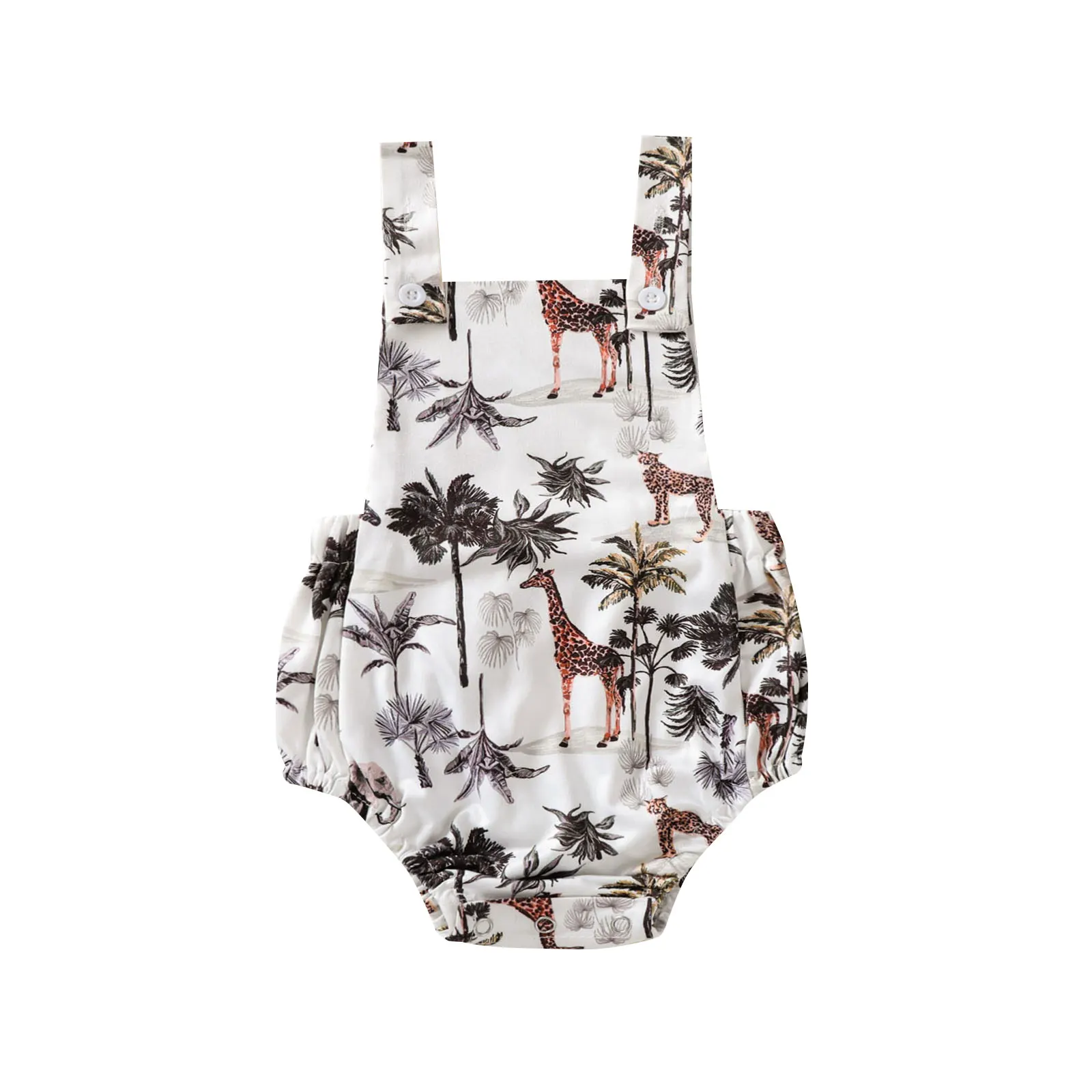 

Baby Summer Clothing Infant Newborn Baby Boy Girl Animal Print Bodysuits Sleeveless Cotton Jumpsuits