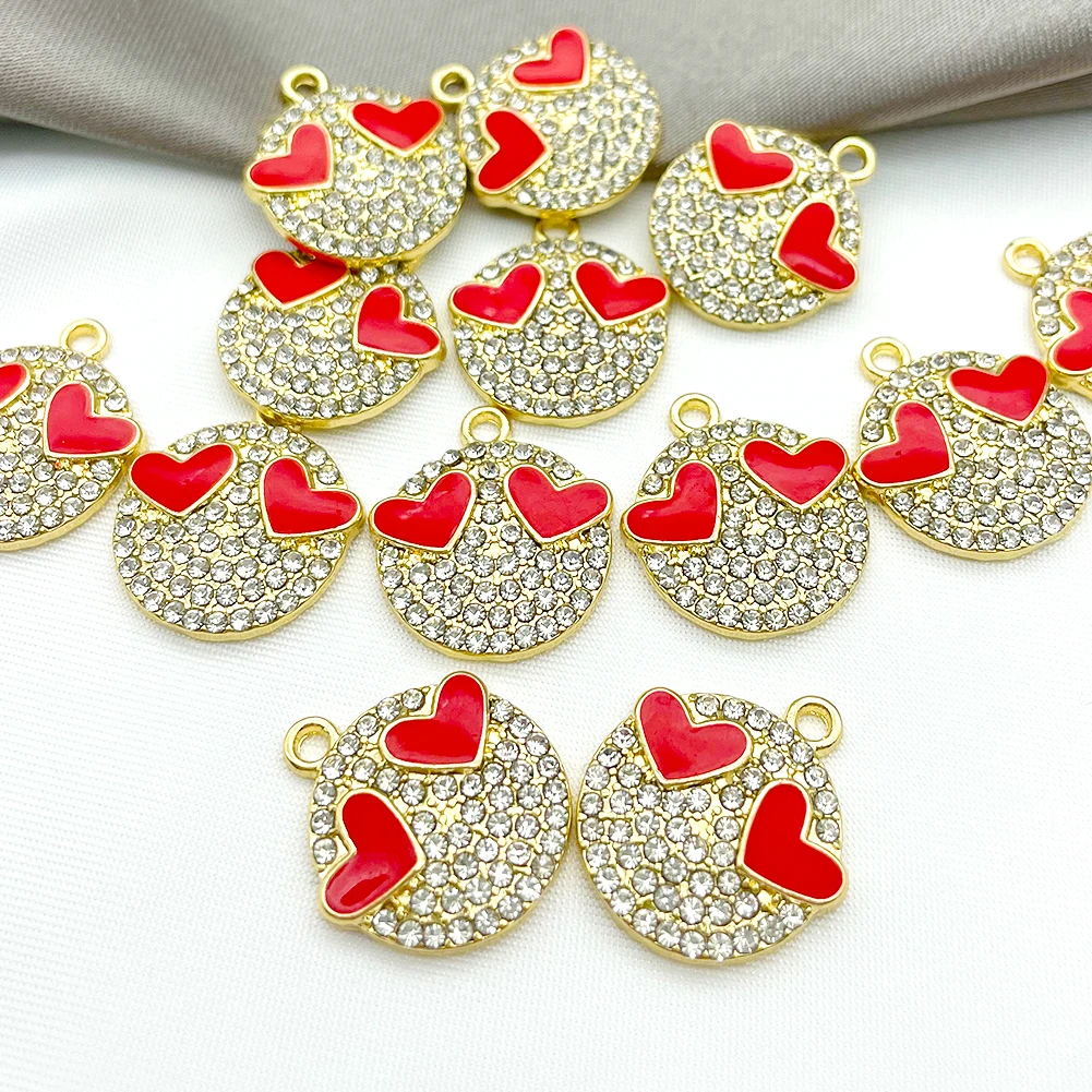 

10Pcs 16X16MM Crystal Alloy Fashion Love Heart Charm Jewelry Making Accessories Pendant DIY Necklace Bracelet Earrings Wholesale