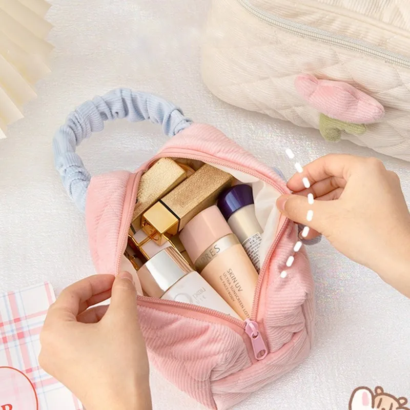 

Женская сумочка с цветами тюльпана, Вместительная дорожная косметичка, вельветовые сумки на молнии для туалетных принадлежностей, портативный бокс для хранения