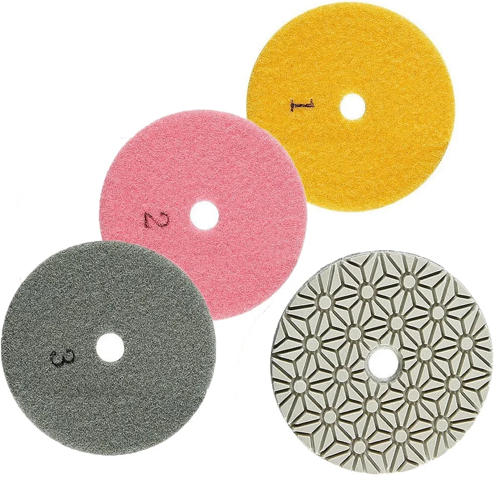 

3pcs 4 Inch 100mm Diamond Polishing Pads Wet/Dry Cutting Disc Grinding Wheel For Polishing Granite Concrete Stone Marble Disc