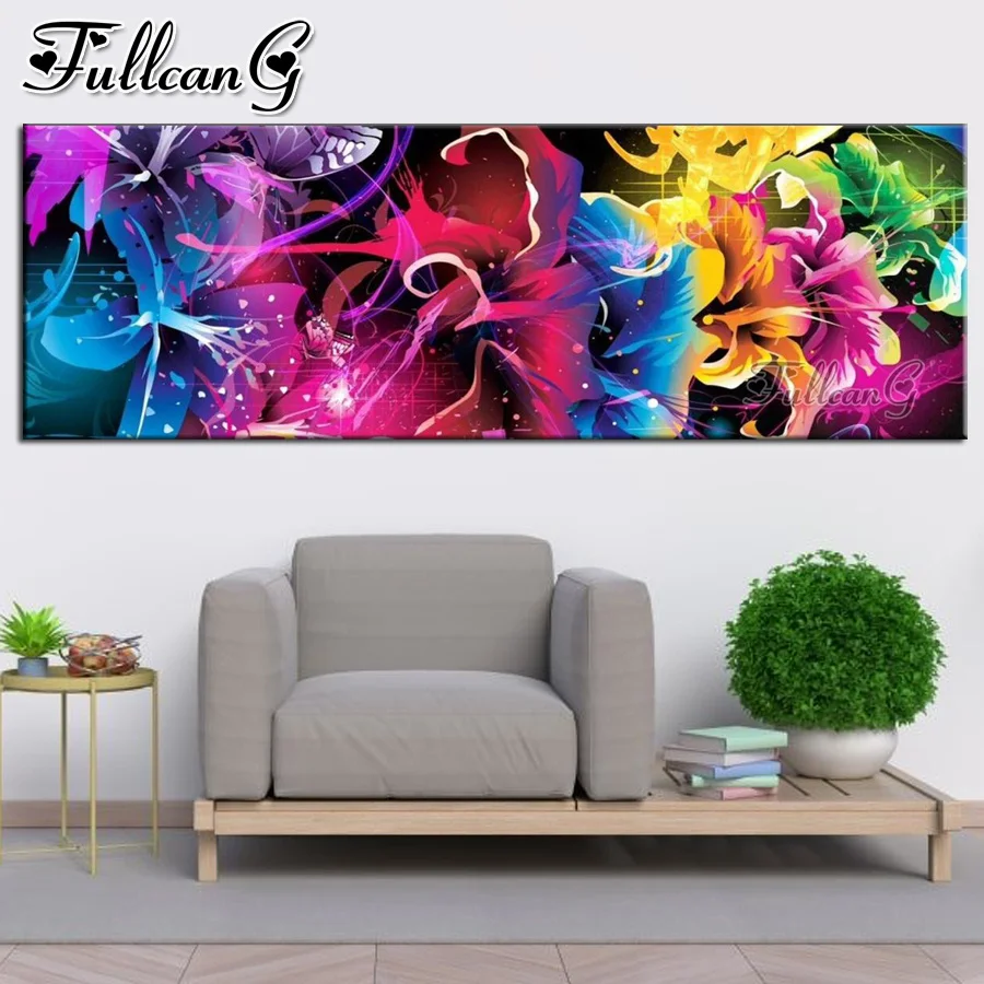 

FULLCANG алмазная живопись большого размера акварель абстрактный красочный цветок Сделай Сам 5d мозаика вышивка пейзаж домашний декор FG1385