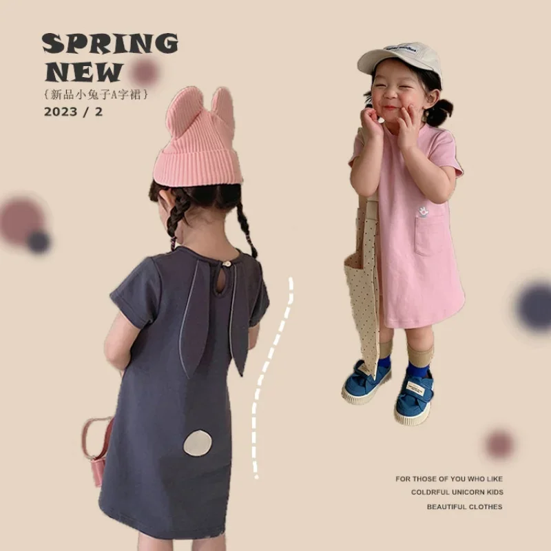 Милое летнее платье для девочек новинка детская юбка в Корейском стиле с