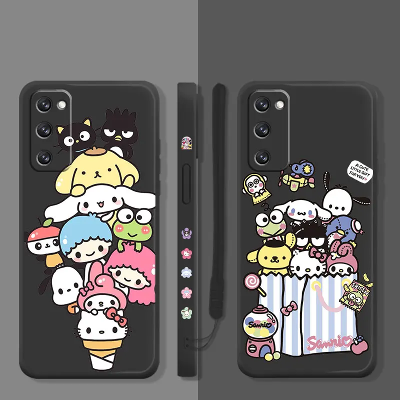 

Liquid Case For Samsung Galaxy S22 S21 S20 FE Ultra S10 S9 S8 Plus S10e Note 20 10 Lite Hello Kitty Cinnamoroll Pochacco Family