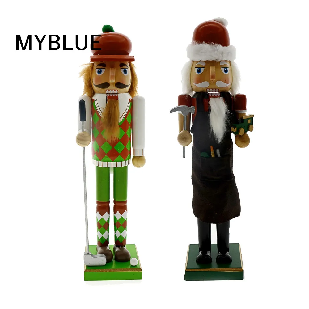 

Christmas Santa Claus MYBLUE New Wood Nutcracker Auto Mechanic Golfer Puppet Crafts Ornament For Home Decor