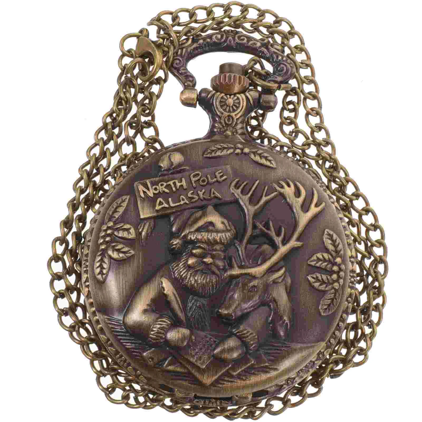 

Christmas Pocket Watch with Chain, pocket watch Santa Claus Vintage Movement Arabic Numerals Pocket Watch for Men mens pocket