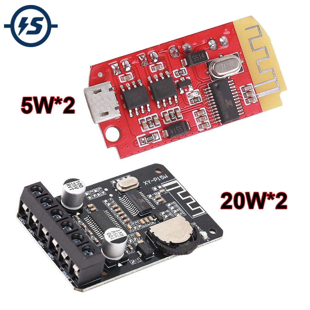 Bluetooth Receiver Board BT Stereo Audio Amplifier 5W*2 20W*2 Power Amplifier Module 3.7-5V 5V-24V for DIY Wireless Speak