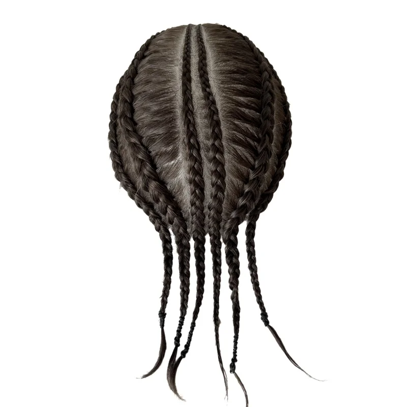 Парик из натуральных волос yuanhaibo коричнево-серый 8x10