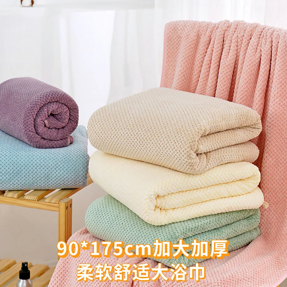 

Large Bath Towel Thickened 90 * 175 Coral Velvet Fleece Pineapple Lattice Adult Quick Dry Absorbent Home Beauty Salon Swimming