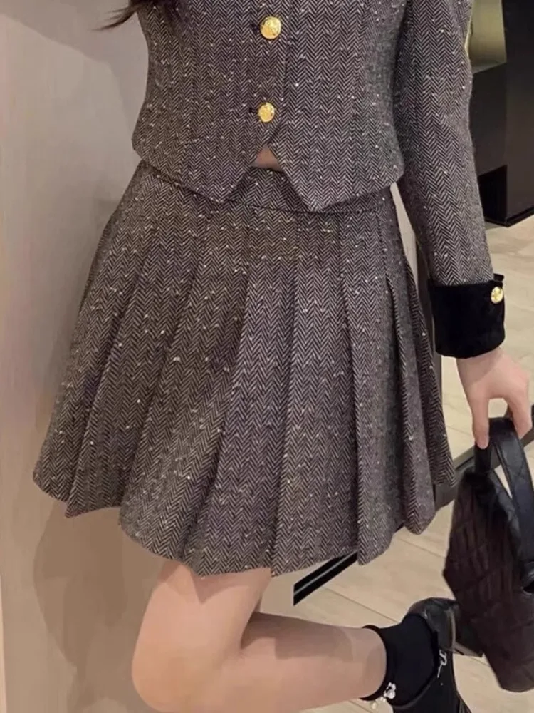 UCXQ элегантные комплекты Tide в европейском стиле лоскутная куртка с высокой талией