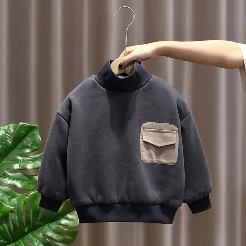 

MIEMBRO Autumn Children's Plush Warm Sweater Boys Hoodies Girls Cartoon Solid Hooded Cute Sweatshirt Dino Hoodie Pullovers