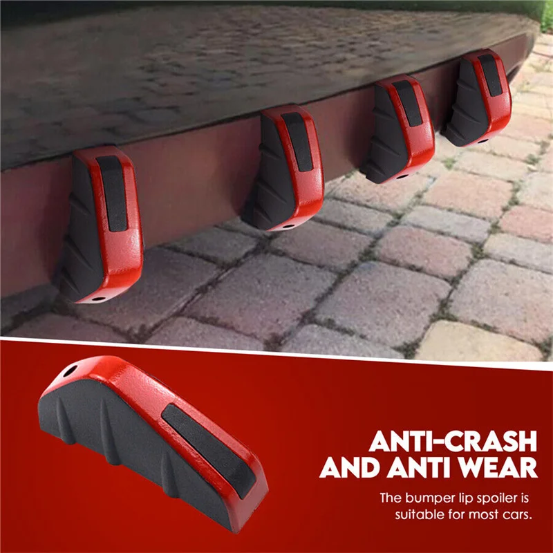 

4 шт. Универсальный Автомобильный модифицированный задний бампер из углеродного волокна диффузор спойлер черный и красный ABS диффузор, губа...