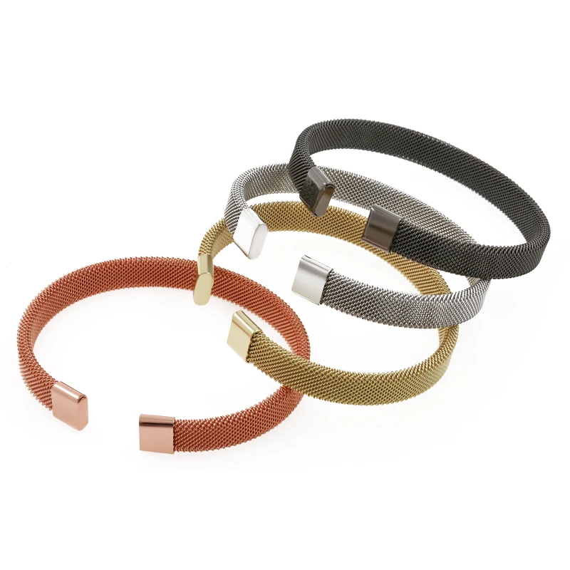 

60mm Stainless Steel Bracelet Fashion Man Woman 8MM Bangle Blank Bracelets Adjustable DIY Jewelry Making Accessories Wholesale