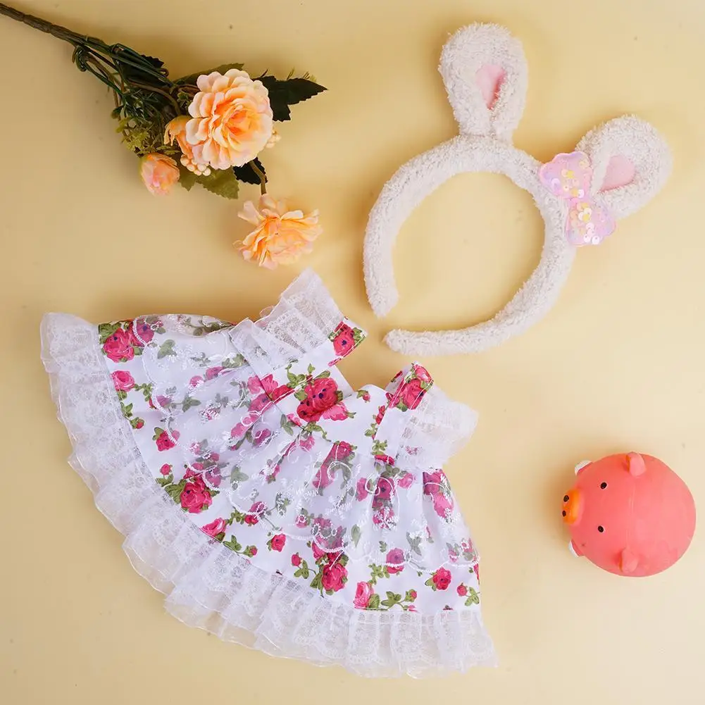 

Dolls Clothes For 30cm-50cm Plush Toy Accessories Cute Floral Dress Soft Plush Animal Doll Toy Clothing Girls Birthday Gifts