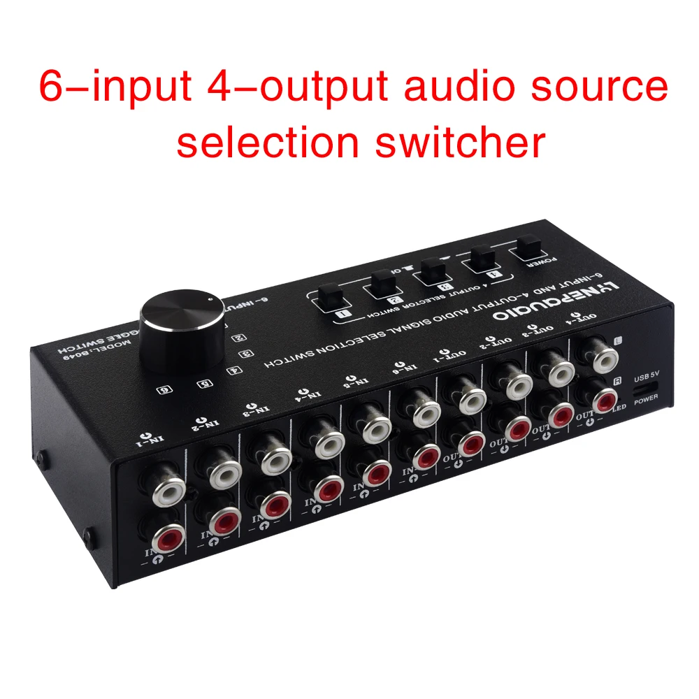 2022 new 6-in 4-out audio signal switcher splitter audio source switcher output switch control can output at the same time
2022 new 6-in 4-out audio signal switcher splitter audio source switcher output switch control can output at the same time